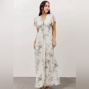 Baltic Born Alexandria Smocked Maxi Dress | Dusty Sage Floral - L